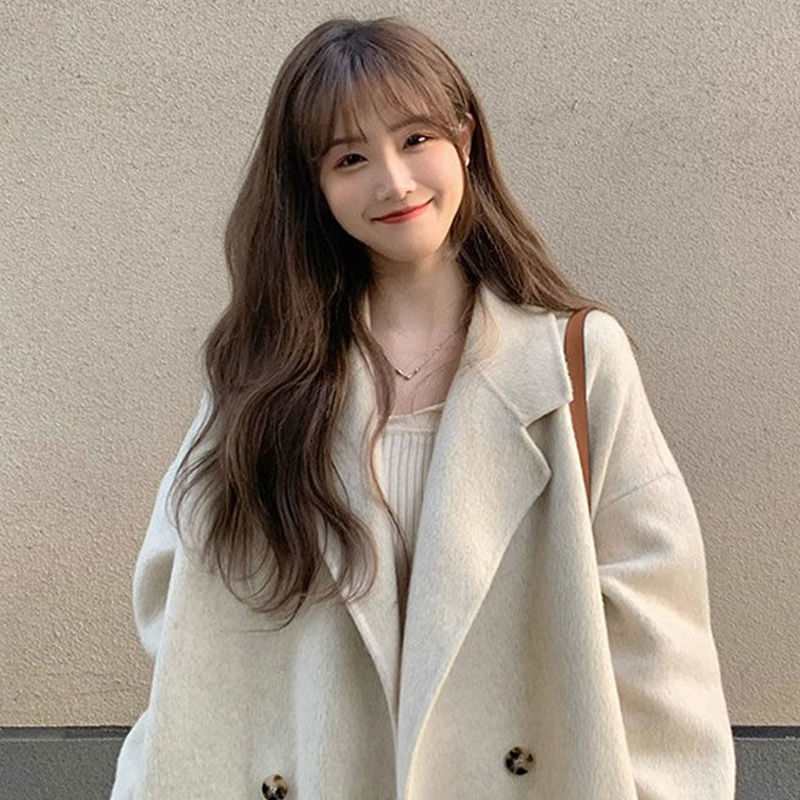 感毛呢外套女2025新款秋冬季小个子韩版中长款呢子大衣加厚潮氨纶