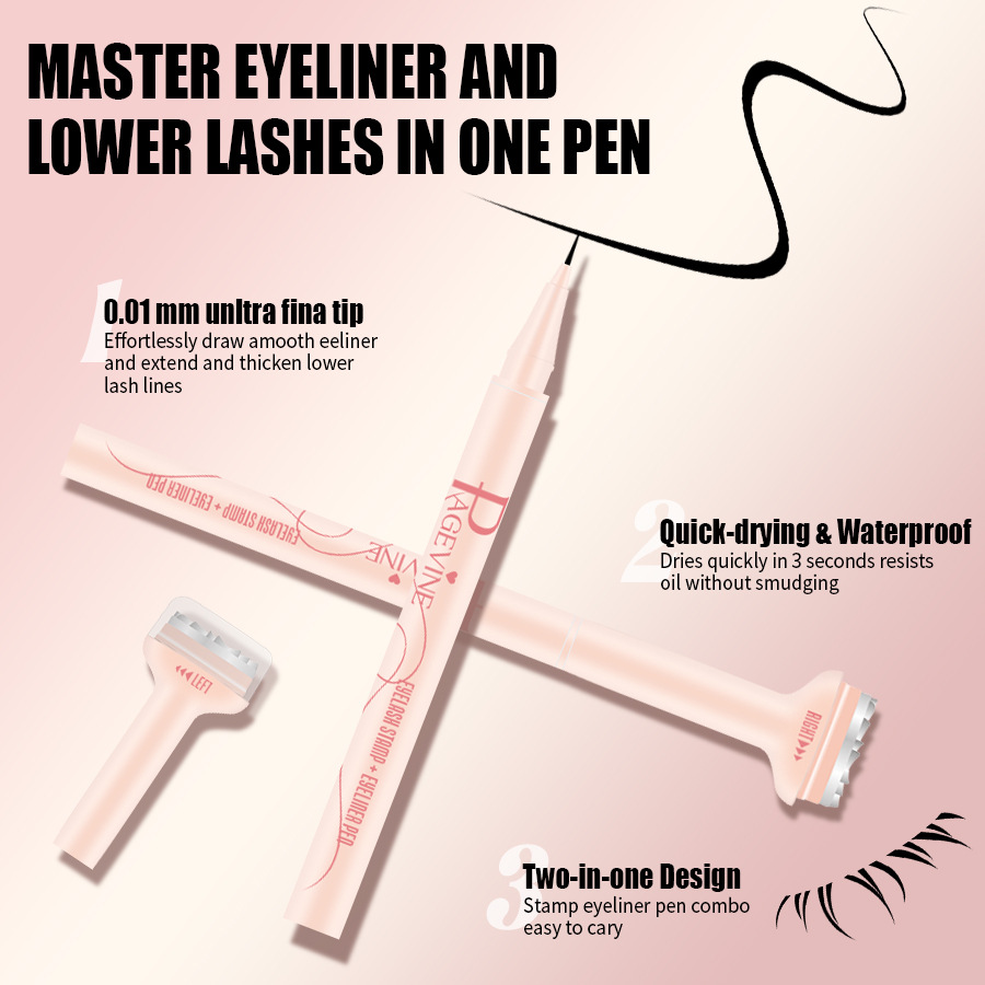 PAGE VINE bajo el sello de pestañas secado rápido novato rápido maquillaje líquido de línea de ojos bajo el sello de pestañas lápiz 3 en 1
