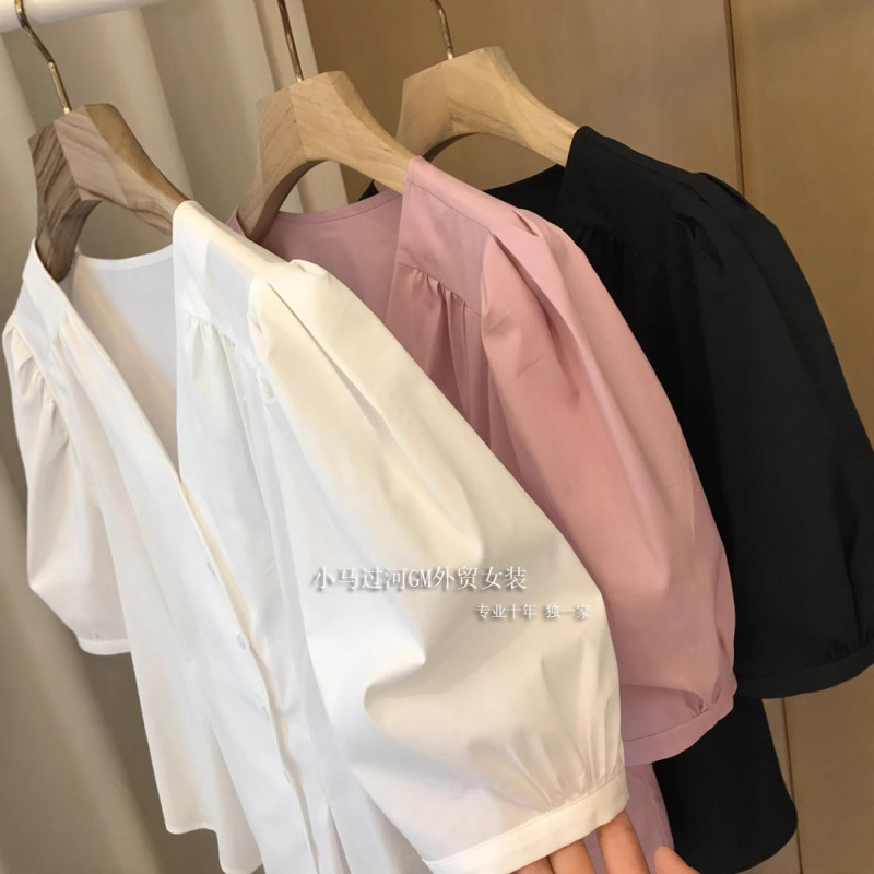 The Clothing Shape Is Beautiful, the Upper Body Is so Slim! Niche Designer Style ~ Asymmetrical Diagonal Breasted V Neck Shirt Top for Women