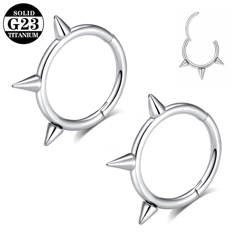 Zhenping G23 Titanium Alloy Nose Ring Pointed Cone Ear Bone Nail Devil Nail Closed Ring Earrings Nasal Septum Universal Piercing Jewelry