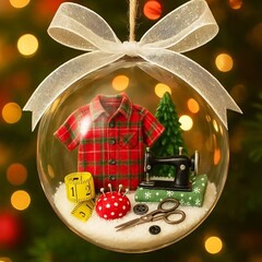 圣诞节日缝纫雪球装饰挂件 Holiday Sewing Snow Globe Ornament