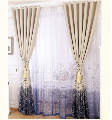 Sales Scene Underwater Castle Curtain Print Thick Finished Curtain Fabric For Bedroom Living Room Study Children
