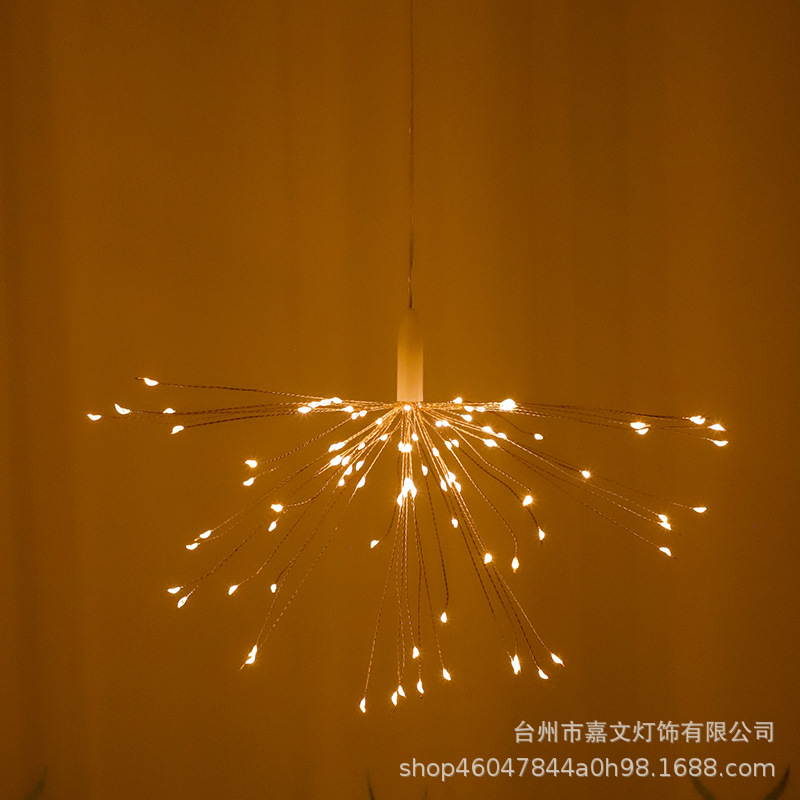 Lámpara de fuegos artificiales solares Caja de batería LED de diente de león Lámpara de alambre de cobre con control remoto Patio al aire libre Impermeable Árbol colgante Lámpara de paisaje
