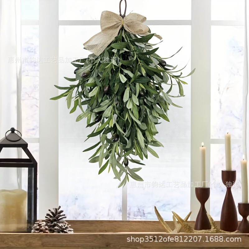 Junda Cross-Border New Artificial Olive Upside-Down Garland Home Front Door Door Hanging Indoor Wall Hanging Wall Hanging Decoration