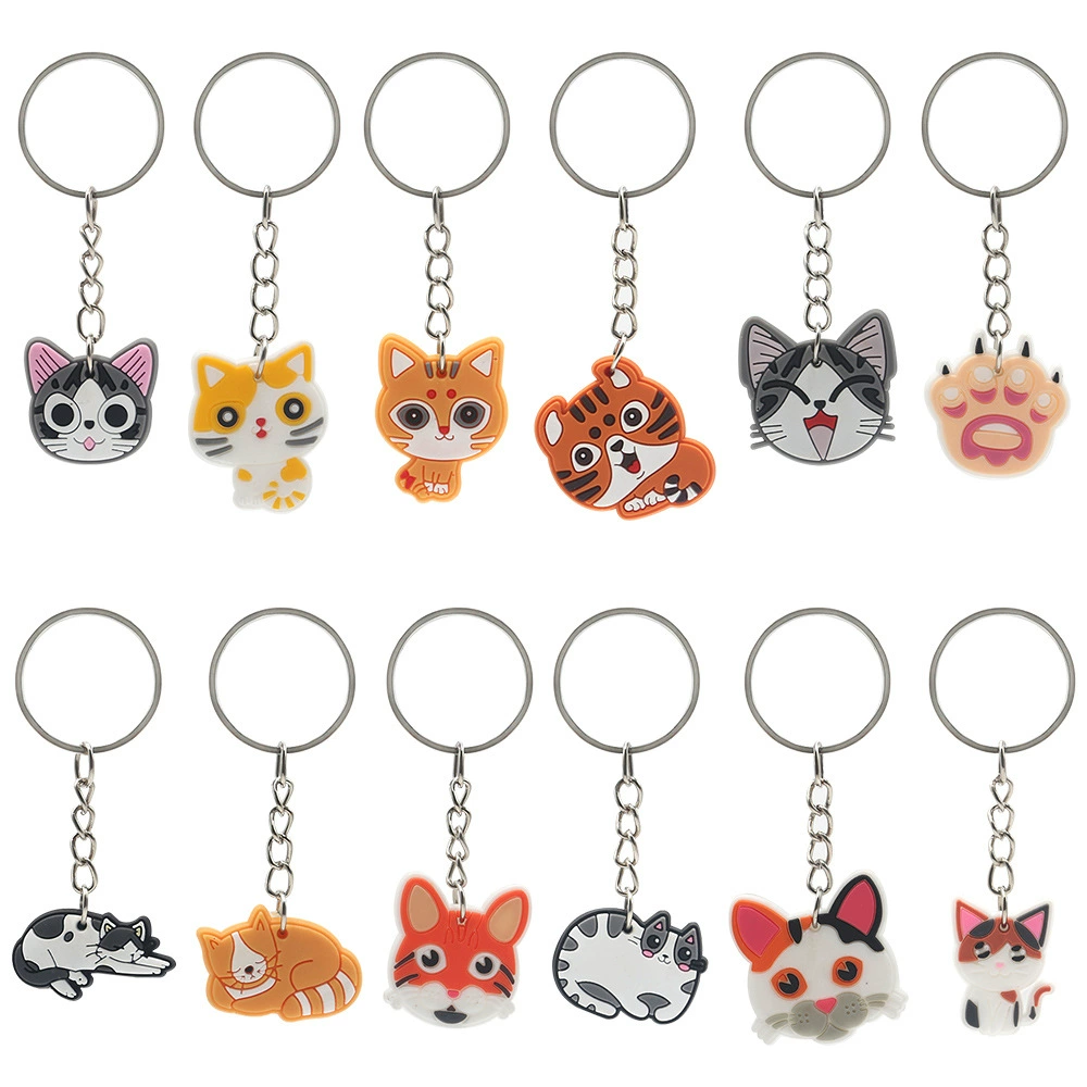 Популярный брелок для ключей из ПВХ с мультяшным котом, украшение для вечеринки, небольшой подарок, подвеска для ключей с кошачьим когтем, ювелирные изделия