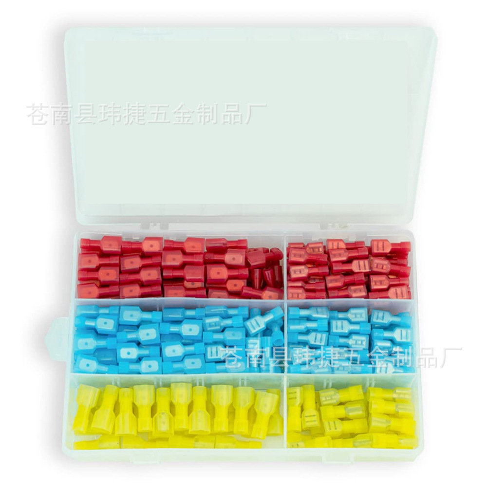 220 PCSSpring Nylon Fullyulated Terminal Male And Female Butt Spring Blade Cold-pressed Terminal Block