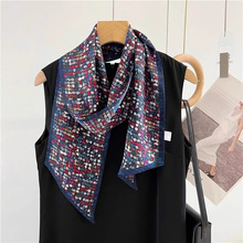 100%桑蚕丝真丝缎面15*145多彩石长巾女款秋冬季双层双面围巾丝巾