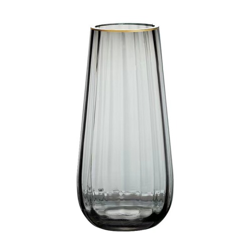 Nordic ins style gold vertical glass vase water grown flowers internet celebrity living room vase ornaments wholesale