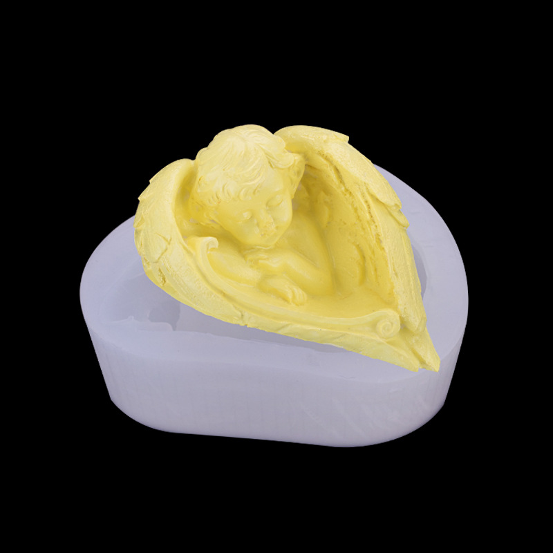 Tridimensional bebé lindo alas de Ángel molde de silicona creativo hornear decoración hecha a mano jabón aromaterapia vela molde de yeso