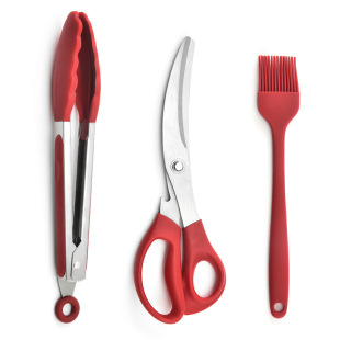 Korean barbecue tools three-piece barbecue scissors silicone shovel brush three-piece barbecue suit