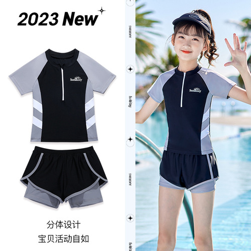 Children's Swimsuit Girls  New Girls Cute Split Skirt Swimsuit Middle and Big Children Hot Spring Swimming Suit
