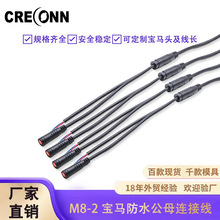 助力自行电动车信号电源M8-2芯户外灯饰宝马头防水公母连接线束