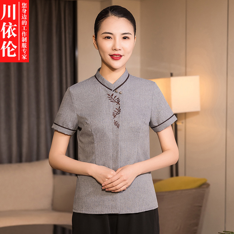Cleaning work clothes short sleeve women's hotel room housekeeping clothing property Hotel aunt PA uniform cleaning clothes summer clothes