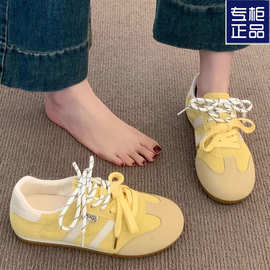 黄色阿甘德训鞋女鞋子2025新款爆款秋季百搭薄底轻便休闲运动板鞋