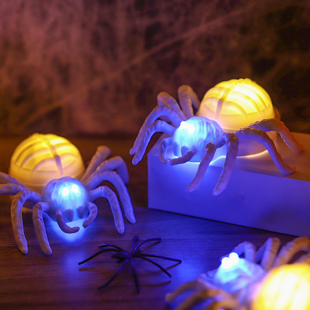 Transfronterizos Halloween ojos brillantes araña lámpara decoración de fiesta LED velas bicolor lámpara de noche lámpara de calabaza