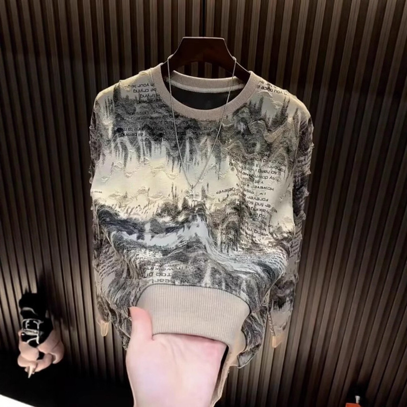 Cross-Border [48-Hour Drop Shipping] Trendy Brand Sweatshirt Autumn Style Simple Loose Versatile Fashion Men's Long-Sleeve Crew Neck Sweatshirt