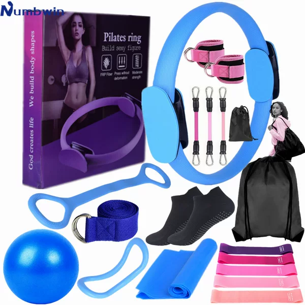 Numbwin Yoga Tension Band Twenty-Piece Set 5-40 Pounds Resistance Band Elastic Ring Different Strength Device Color Box