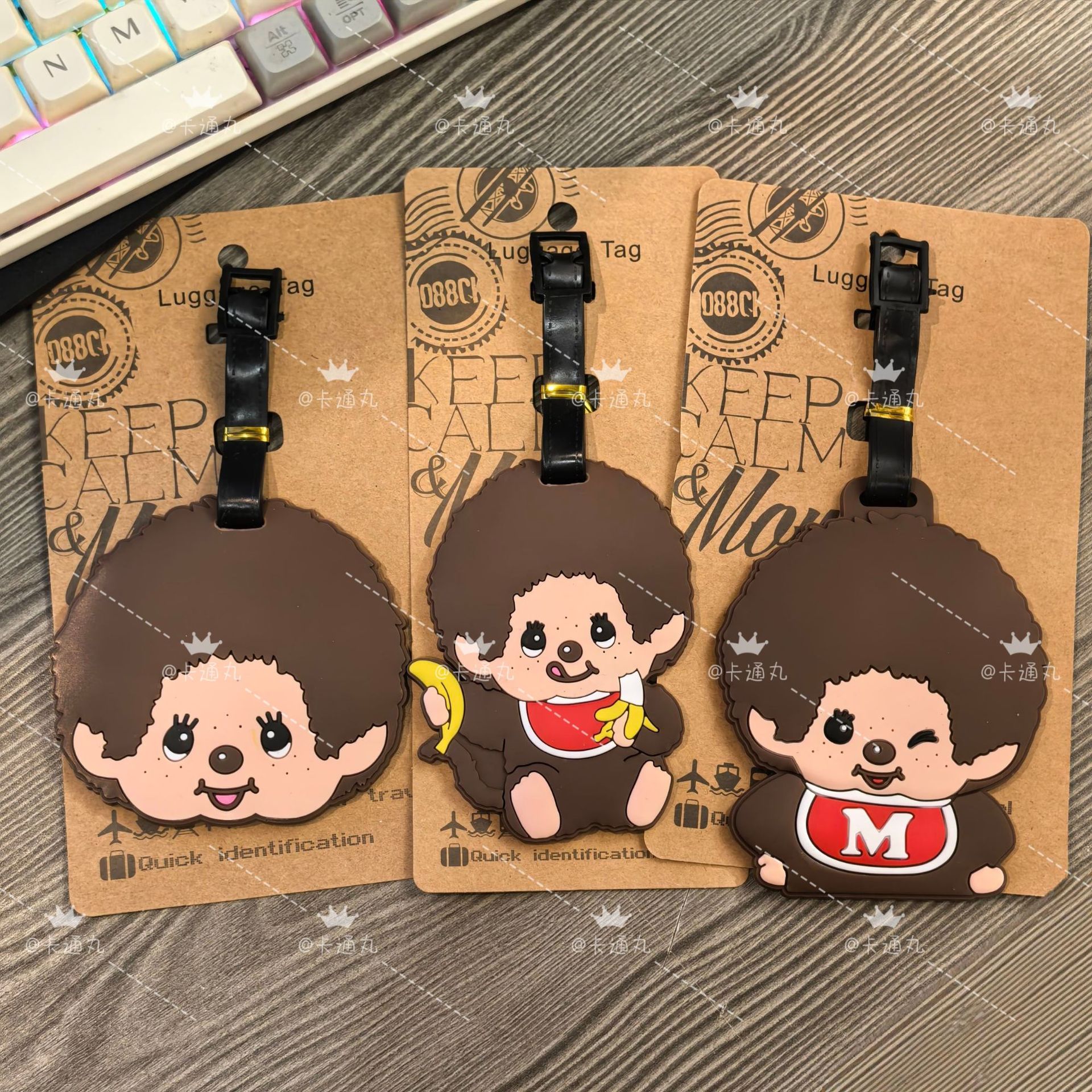 Cartoon Cute Monchhichi Fun Luggage Tag Travel Baggage Tag Pendant Pvc Soft Rubber Ornament