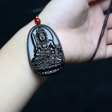 手机实拍天然彩虹眼琉璃本命佛八大守护神吊坠水晶项链男女饰品