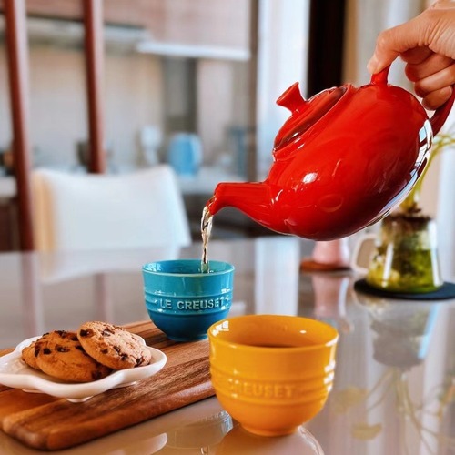 Kool Color Le Creuset Tea Pot and Cup Set Ceramic Four-Piece Set Home Gift Box Set