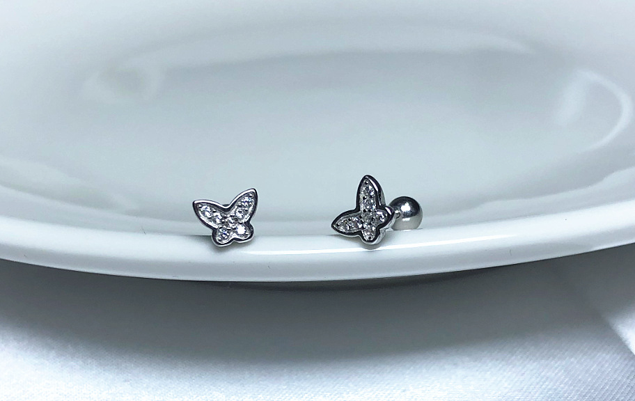 5g Weight Zircon Inlay Material Ear Studs Classification 1 Pair Quantity Daily Occasion 925 Sterling Silver Material Butterfly Pattern Women's Gender Plating, Inlay Design Simple Style Style 1 Pair 925 Sterling Silver Zircon Butterfly Ear Studs 23