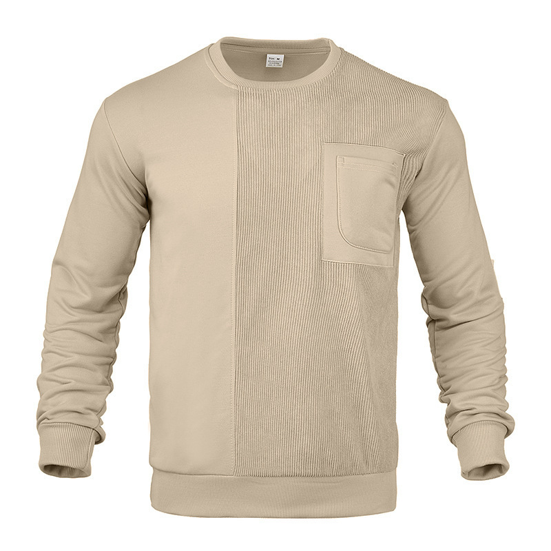 Transfronterizos Europa y América Amazon otoño y invierno estilo americano de alta calle Amei T-shirt cordillera empalmado cuello redondo hombre camiseta casual