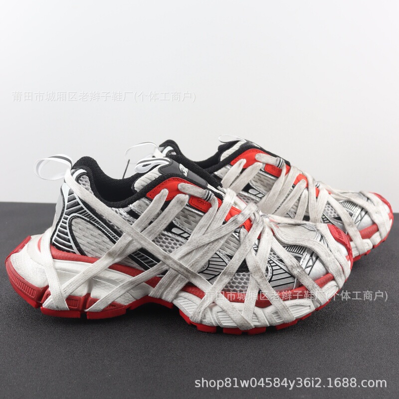 ブランドスポーツシューズパリ3XLスパイダーストラップダメージ加工スポーツシューズ純オリジナル厚底シューズ|undefined