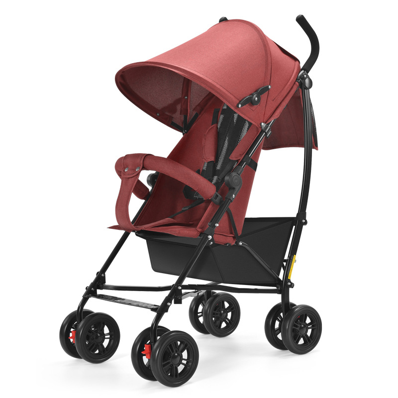 Carrito de bebé personalizado para niños grandes puede ser medio reclinado, ligero y portátil plegable, sombrilla solar, neumáticos ampliados, pasamanos desmontables