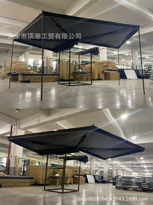 Canopy Car Awning Outdoor SUV Car Side Tent Side Tent Roof 270 Degree Legless Fan-shaped Side Tent (Avtomobil yan çətirləri) - black-with-lights-2m