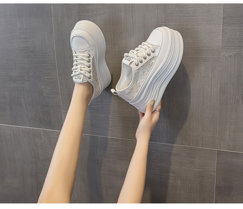 Giày sneaker nữ đế dày tăng chiều cao ẩn sequin hè 2026 — M2855 màu hồng, M2855 Màu đen, M2855 màu be chi tiết 24