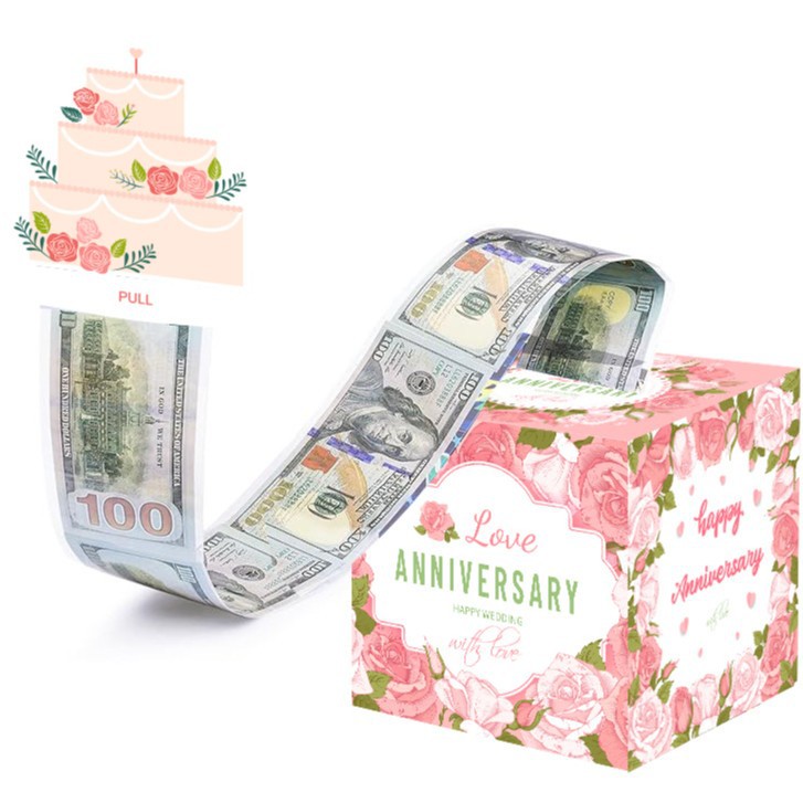 现货送玫瑰结婚周年纪念品派对纪念惊喜现金抽钱盒场景布置