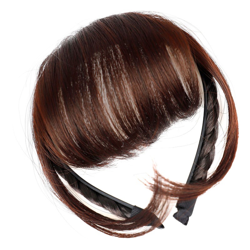 Moda trenza ligera diadema peluca flequillo doble templos flequillo recto peluca flequillo al por mayor