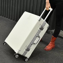 复古铝合金框行李箱女20登机拉杆箱万向轮24旅行密码皮箱子母26寸