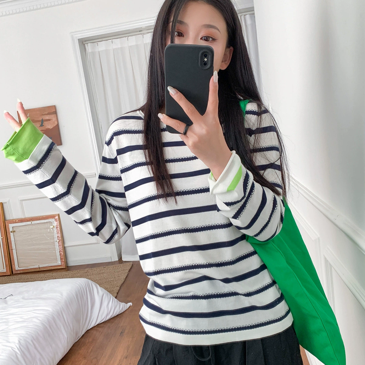Demi-season knitted thin long-sleeve, oversize