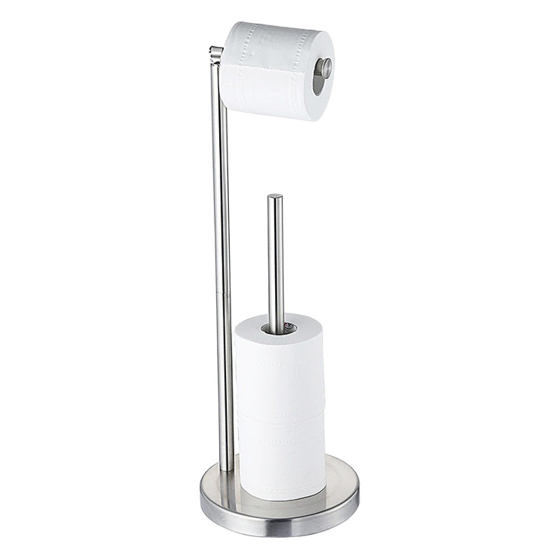 Transfronterizo de acero inoxidable simple piso titular de tejido de baño cepillado de pie titular de rollo de baño estante de almacenamiento de papel higiénico