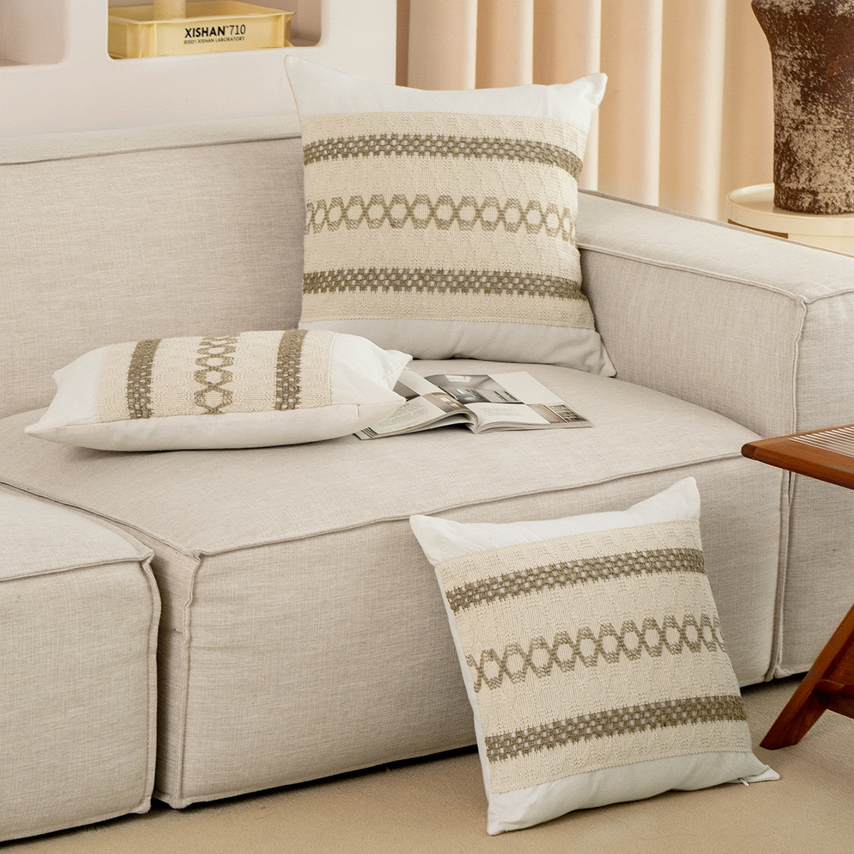 TEMU funda de almohada de imitación de lino transfronteriza sin núcleo 45x45 funda de sofá de oficina