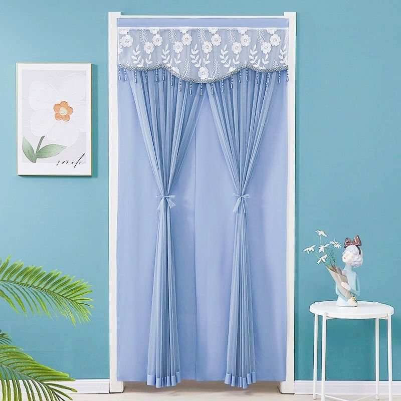 Door Curtain for Home Use, Perforated, Double-Layer, Suitable for All Seasons, Bedroom, Kitchen, Lace, Mosquito-Proof, Non-Transparent Sheer Curtain, Partition, Privacy Hanging Curtain, New Model Door Curtain for Home Use, Perforated, Double-Layer, Suitable for All Seasons, Bedroom, Kitchen, Lace, Mosquito-Proof, Non-Transparent Sheer Curtain, Partition, Privacy Hanging Curtain, New Model