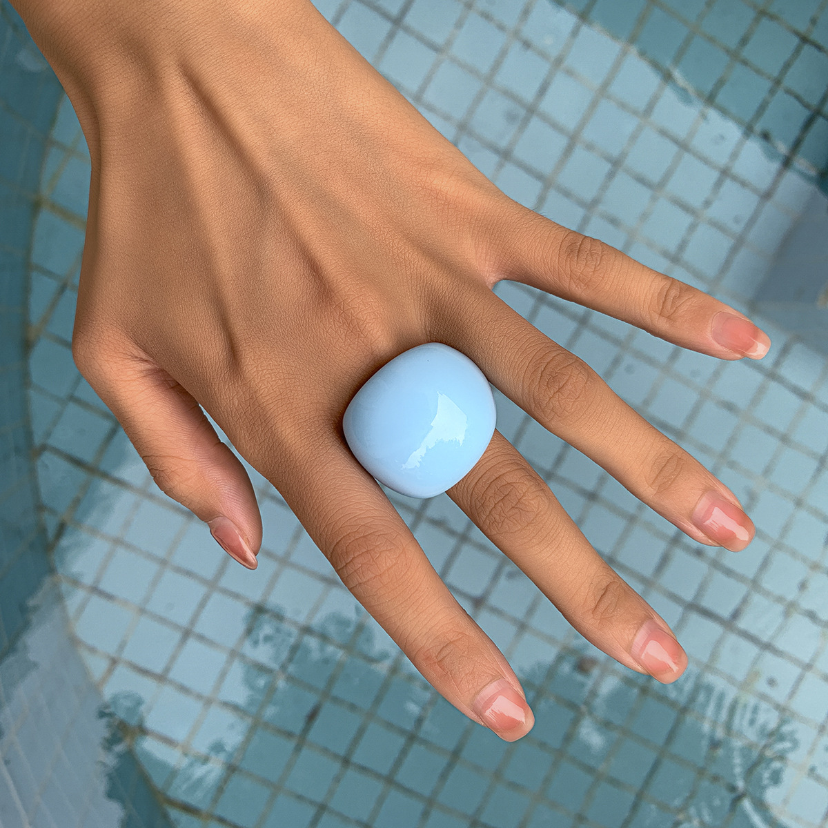 Wholesale Jewelry Simple Geometric Macarons Arc Resin Ring Nihaojewelry display picture 21