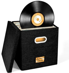 12inch Vinyl Record Storage Box Lp Record Cotton and Linen Fabric Storage Box Covered Organizing Box Dvd Film Box