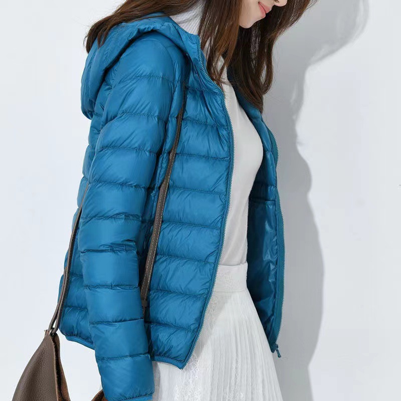Chaqueta Corta de Algodón para Mujer Transfronteriza 2024, Estilo Coreano Ajustado, Modelo Delgado, Capa de Algodón Lluvia de Seda, con Capucha, Mayorista