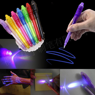 Hot Selling Uv Invisible Highlighter Led Digital Purple Light Banknote Detector Pen Plastic Multi-Function Magic Pen with Logo Printing