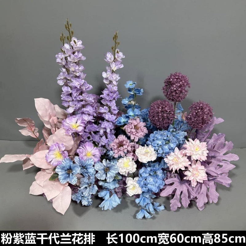 Flor de la boda de la flor Chiyeya rosa roja fila de orquídeas fila de flores bosque escena de compromiso decoración de la boda fondo de decoración