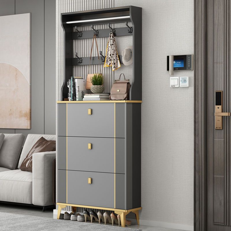 Light Luxury Shoe Cabinet with Clothes Hanger Integrated Home Door Wall Multi-Functional Entrance Cabinet Small Apartment Storage Narrow Shoe Rack