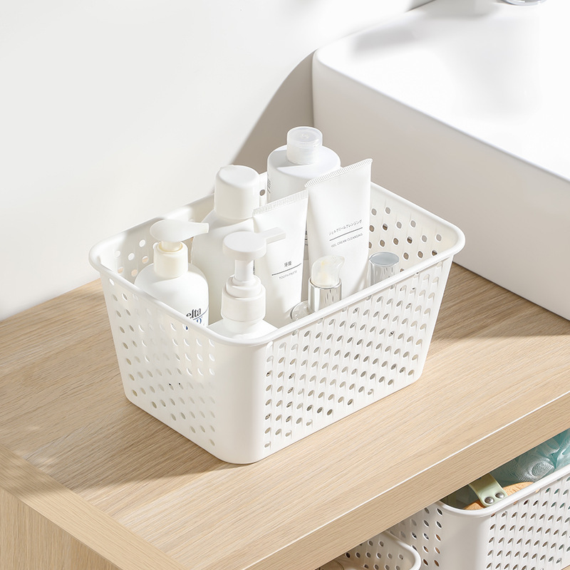 Japanese-Style Bathroom Round Hole Storage Basket, Bathroom Shower Storage Basket, Kitchen Fruit and Vegetable Hollow Household Storage Basket