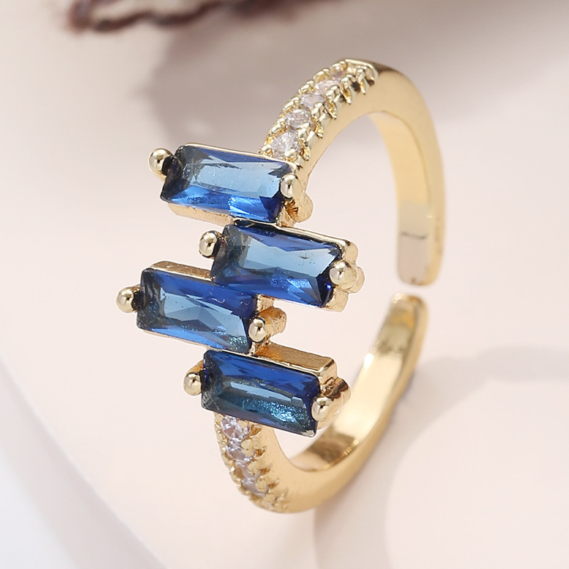 5g Weight Zircon Inlay Material Open Ring Classification Adjustable Ring Size 1 Piece Quantity Daily Occasion Copper Material Geometric Pattern Women'S Gender Plating Design Fashion Style Fashion Geometric Copper Plating Zircon Open Ring 1 Piece 5