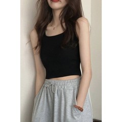 Black small camisole for women in summer, I-shaped bottoming, sleeveless design, niche outer wear, short top, trendy