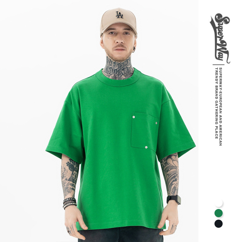 Lanhai Men's Wear | 2025 Spring and Summer New Bv Trbottomy Brand Pure Color Triangle Patch Short-Sleeved T-Shirt Men's Bottoming Shirt