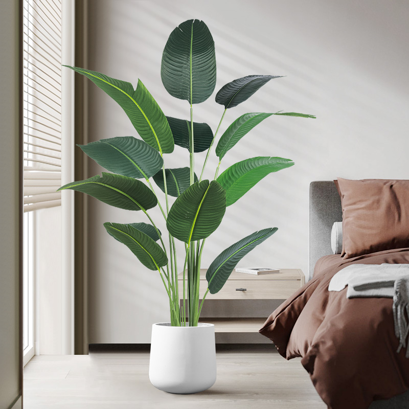 Planta verde árbol artificial interior luz de lujo bonsai biónico planta salón decoración pájaro del paraíso flor artificial plátano artificial