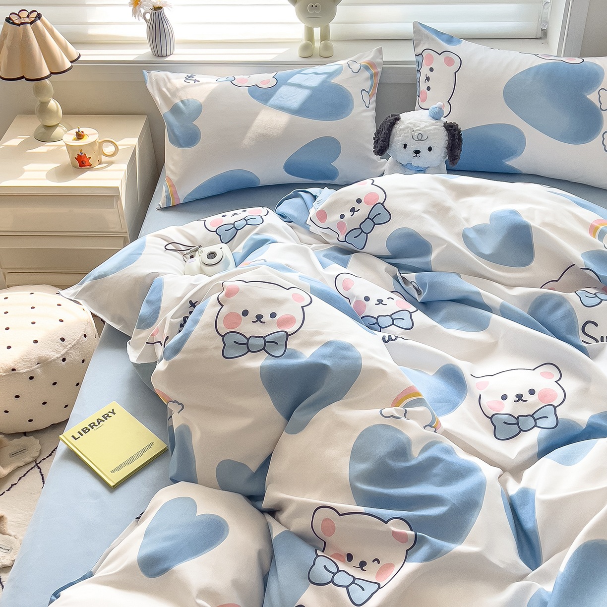 ins dormir desnudo cuatro piezas de sábanas de algodón imitación cubierta madre y bebé clase A dormitorio tres piezas de ropa de cama regalo