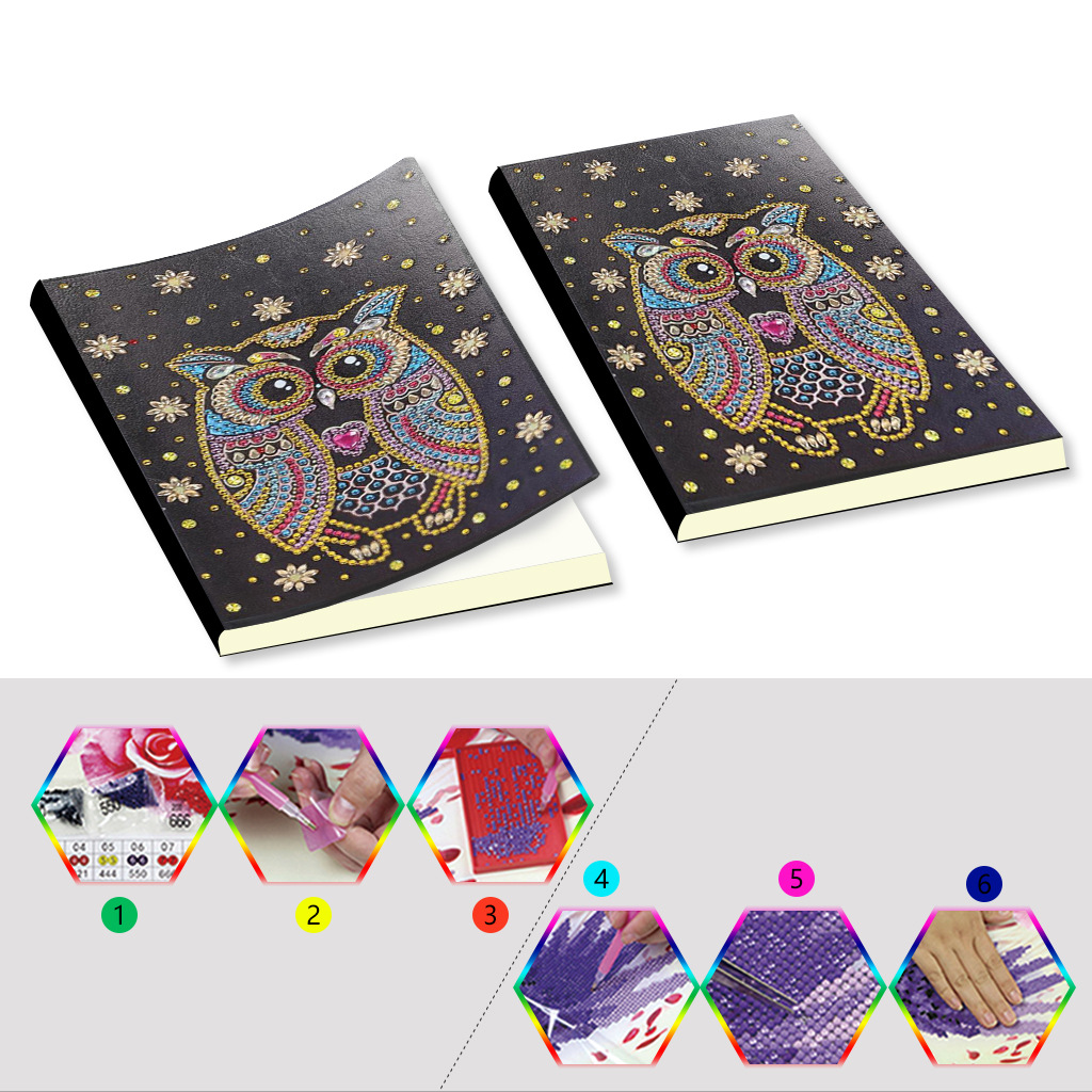 Cuaderno de dibujo de diamantes transfronterizos 5d punto diámetro pintura pegatinas de sexo opuesto mariposa DIY manual cuaderno de notas de cristal